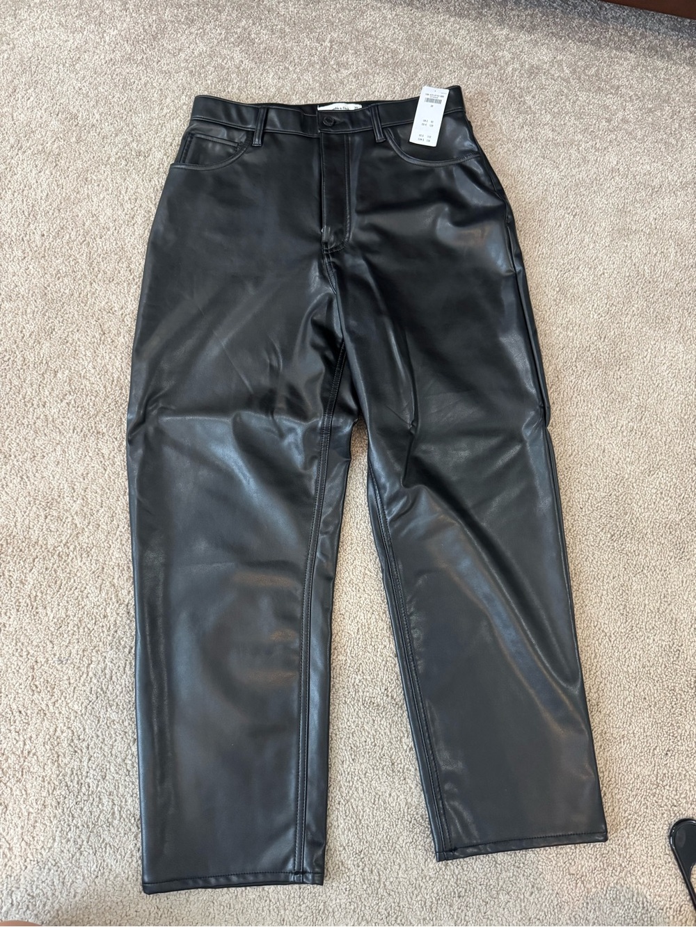 Abercrombie & Fitch Black Vegan Leather Ankle Straight Pants